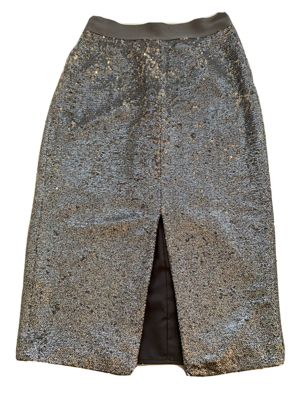 Size 0 Court & Rowe New Silver Sequin Pencil Skirt Front Slit Lined